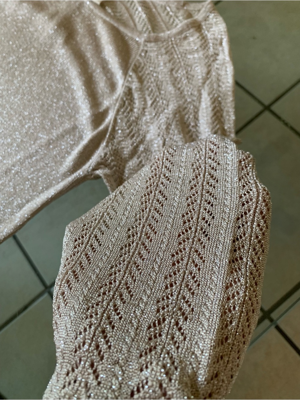 Chico's Champagne Gold Metallic Sweater - Picture 4 of 7
